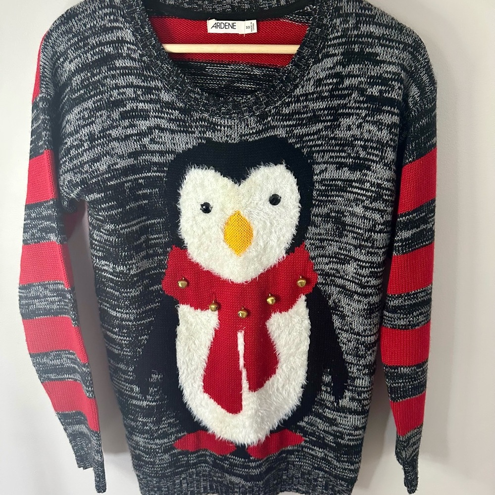 Ardene Black and Red Penguin Sweater for Women